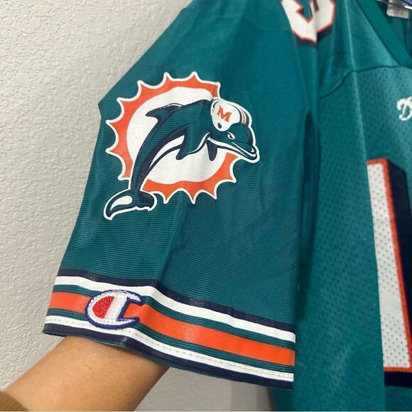 VINTAGE DAN MARINO #13 MIAMI DOLPHINS 1990s CHAMPION NFL JERSEY ADULT 44 LARGE - Picture 7 of 11